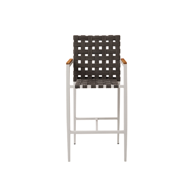 Sgabelli da bar con sedia in metallo intrecciato per esterni con schienale