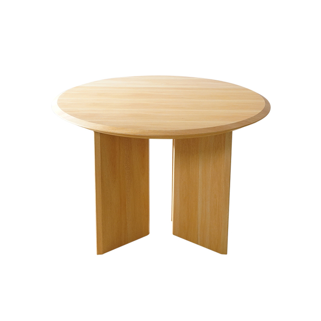 Tavolo da pranzo rotondo minimalista in legno massello con 4 gambe