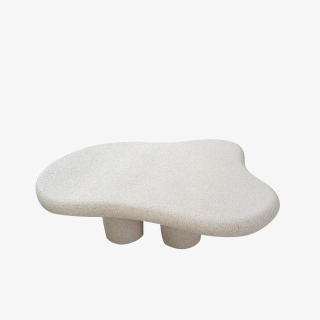 Tavolino da caffè minimalista in cemento con piano in fibra di vetro Curverd