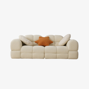 Set di divani a tre posti moderni in tessuto Sherpa bianco dal design Marshmallow 