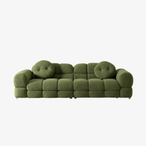 Divano pigro verde in stile moderno Divano Marshmallow a tre posti in tessuto Sherpa con cuscini per soggiorno