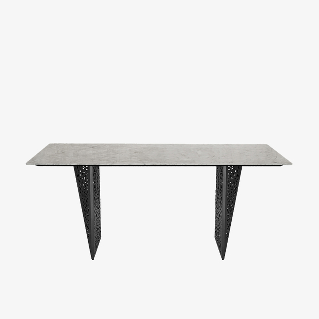 Tavolo da pranzo moderno con piano in marmo e mobili per sala da pranzo con gambe in acciaio inossidabile