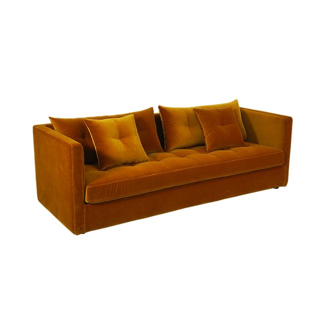 Divano moderno a due posti in velluto arancione a 3 posti per mobili da soggiorno