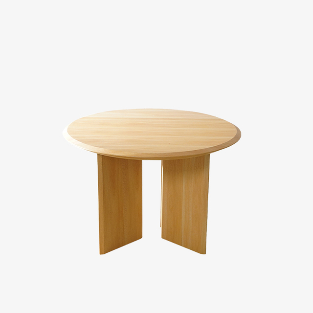Tavolo da pranzo rotondo minimalista in legno massello con 4 gambe