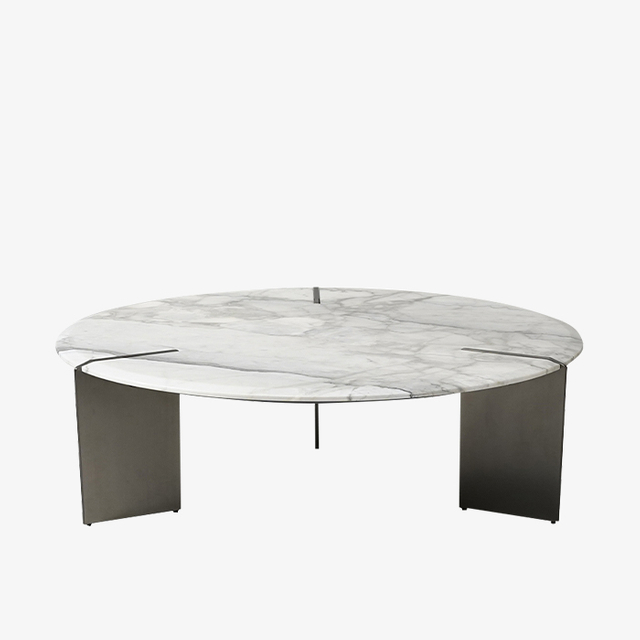 Tavolino da caffè rotondo in marmo bianco Set di mobili da esterno per interni moderni