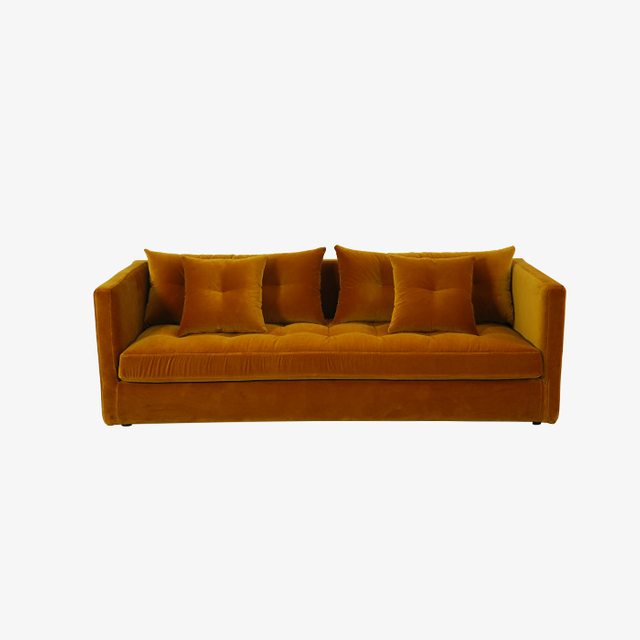 Divano moderno a due posti in velluto arancione a 3 posti per mobili da soggiorno