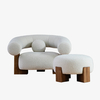 Poltrona moderna imbottita in pile Teddy con pouf 