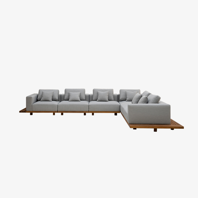 Set di divani componibili modulari moderni in teak per esterni