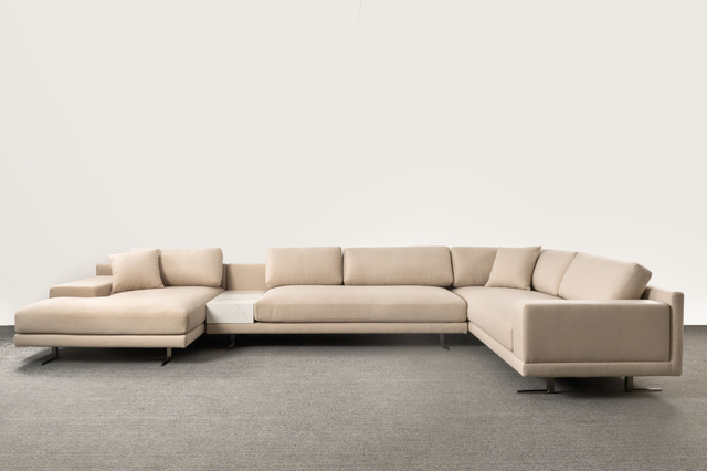 Divano di lusso da soggiorno Set di divani componibili in tessuto con tavolo ad angolo