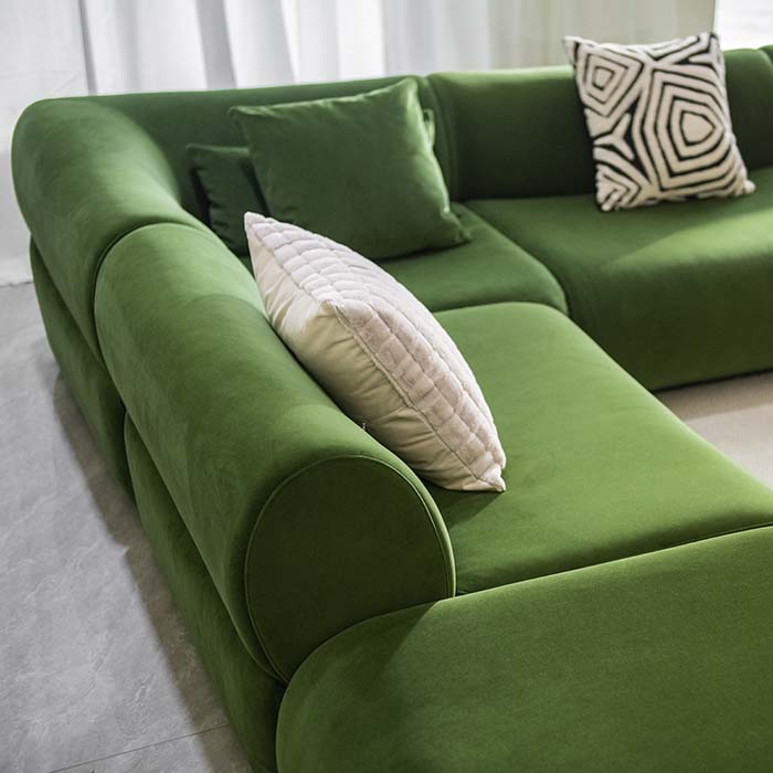 Set di divani modulari per soggiorno moderno dal design in bambù con pouf 