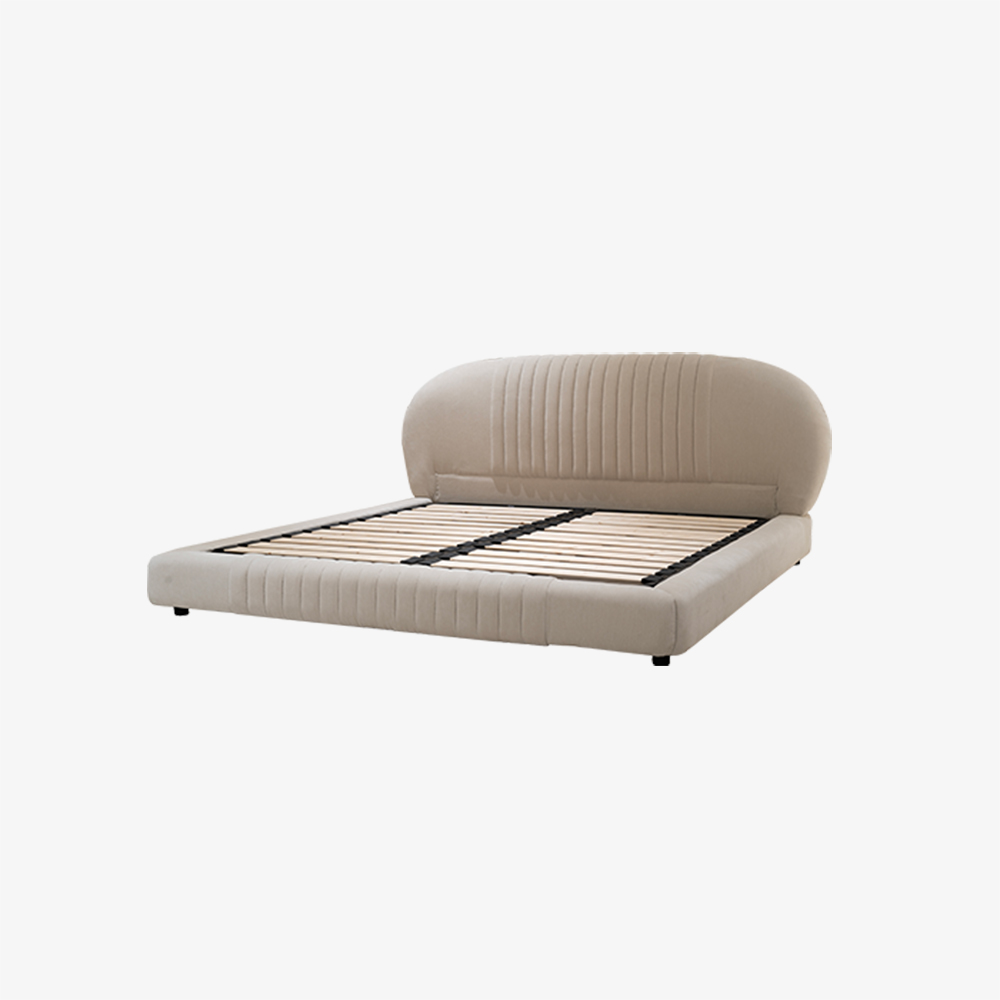 Letto king size con piattaforma moderna imbottita in velluto