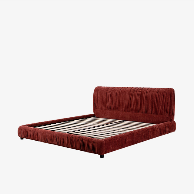 Letto moderno con piattaforma imbottita e struttura per letto king size in velluto