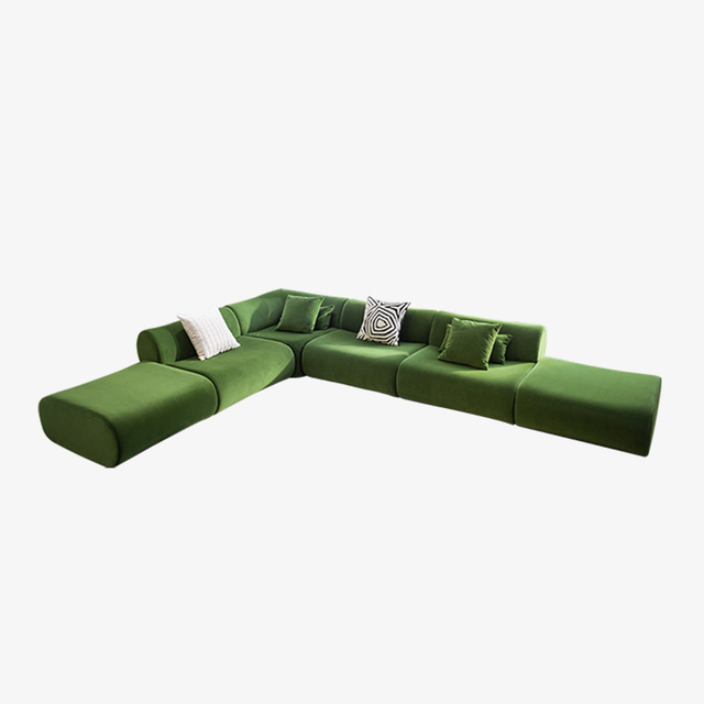 Set di divani modulari per soggiorno moderno dal design in bambù con pouf 